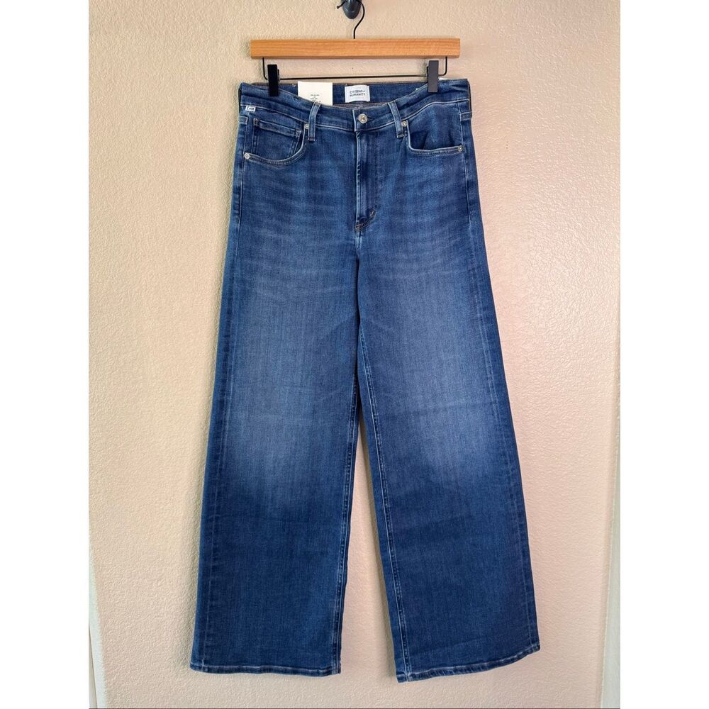 NEW Citizens of Humanity Lyra Long Wide Jeans Womens 29 Ambry Blue Denim Stretch